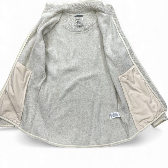 L.L.Bean Women's Medium Sweater Fleece Full Zip Jacket Oatmeal Off White - Picture 10 of 10